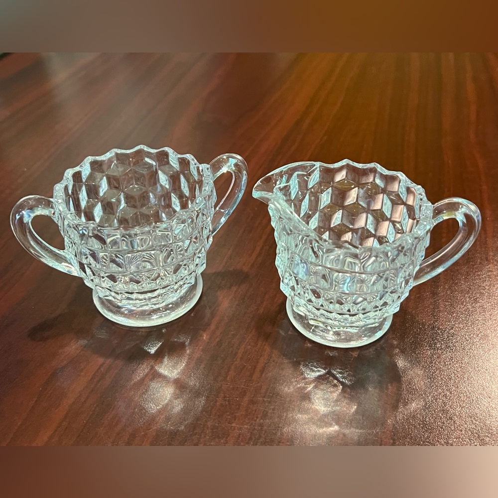 Fostoria Depression Glass American Made Clear Small Sugar Creamer Set 2.5" H - Picture 3 of 5